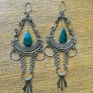 Handmade Wire Natural Stone Earrings